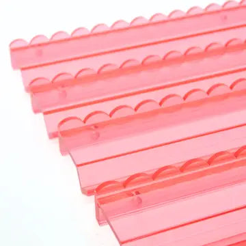Rose Pink Transparent Scalloped Lucite Mahjong Racks and Magnetic Pushers - 20”