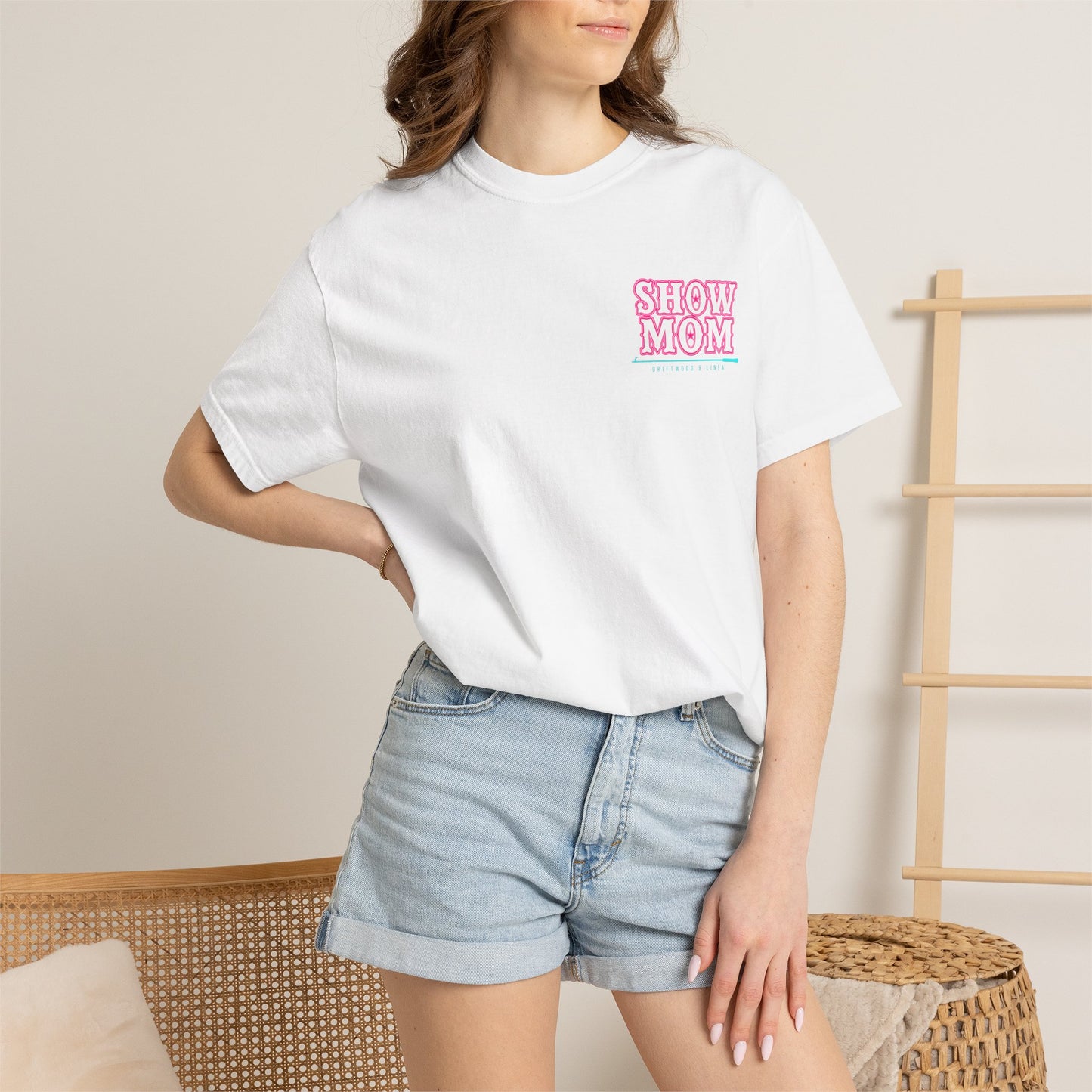 Show Mom T-Shirt Black Neon Pink and Teal — Comfort Colors