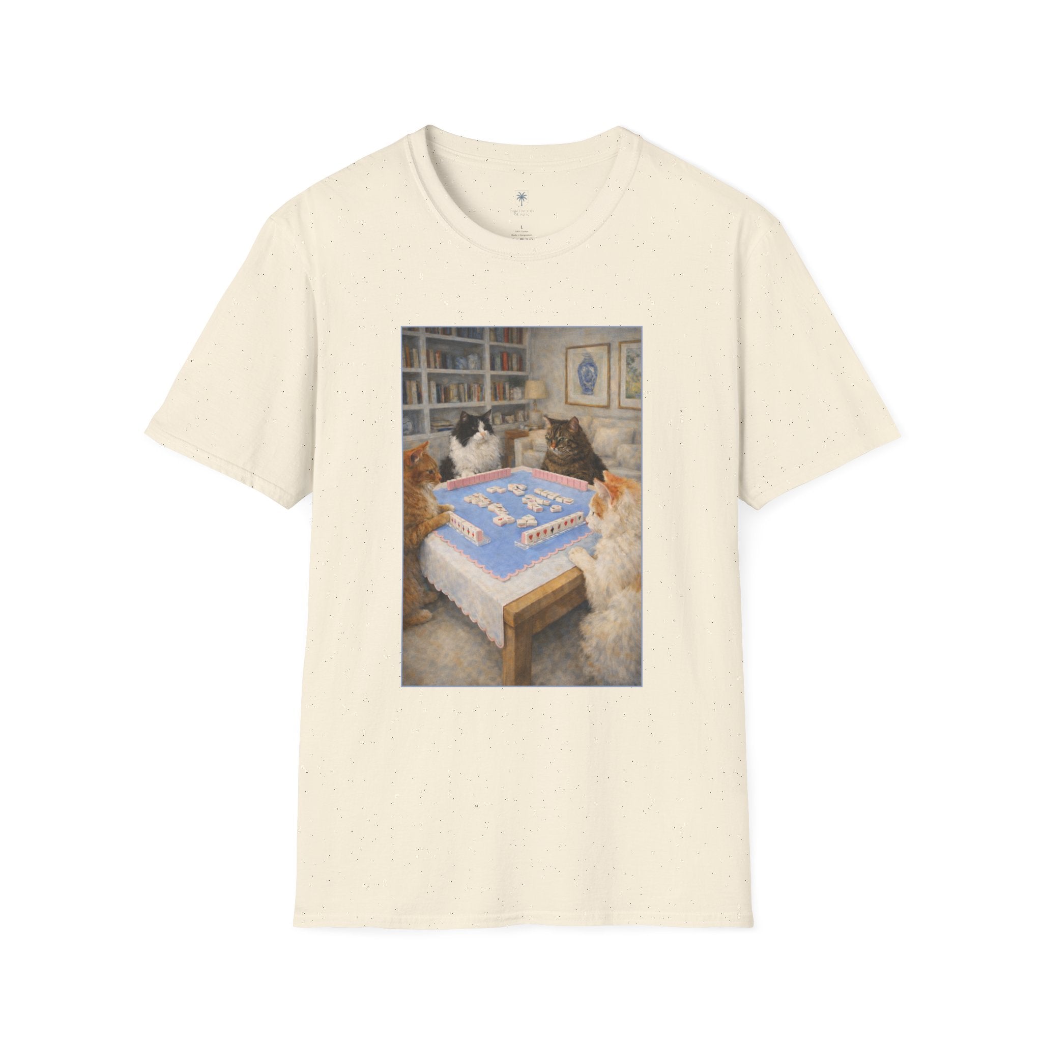 Mahjong Cats T-Shirt — Four Cats Playing Mahjong Art Tee