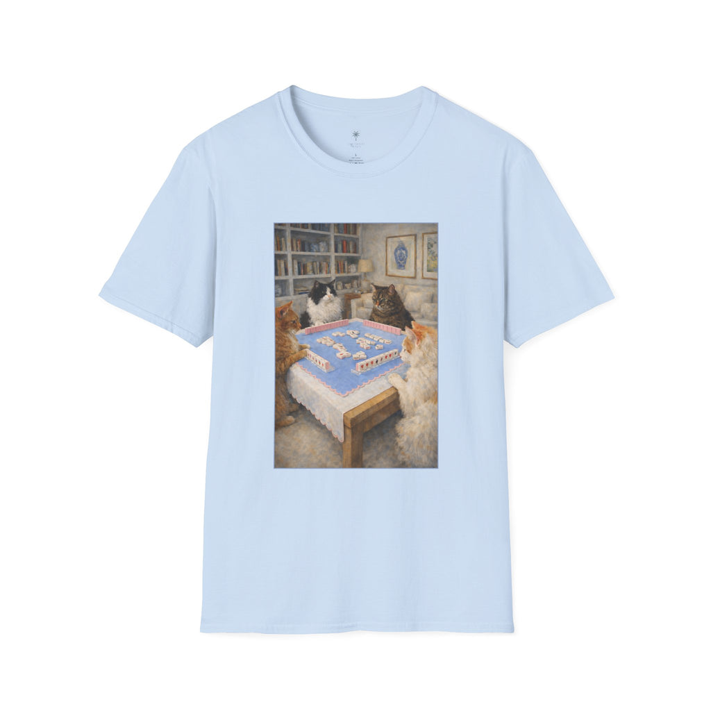 Mahjong Cats T-Shirt — Four Cats Playing Mahjong Art Tee