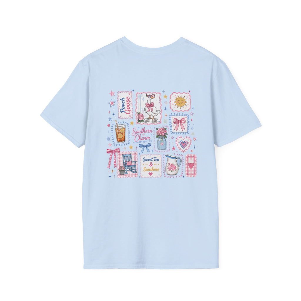 Duck with Bow Pocket T-Shirt — Cute Floral Baby Duck Graphic Tee