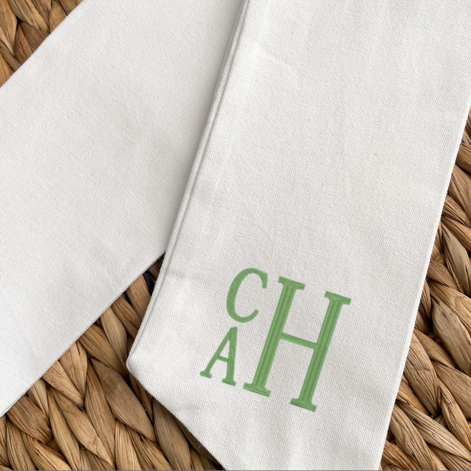 Monogram White Cotton Wreath Sash