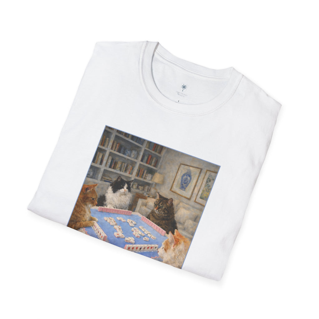Mahjong Cats T-Shirt — Four Cats Playing Mahjong Art Tee
