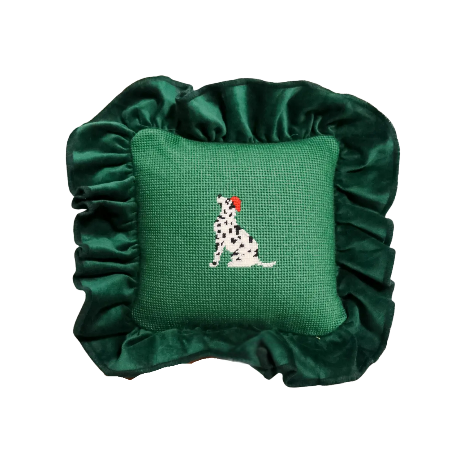 Southern Dalmation Needlepoint Pillow in Green
