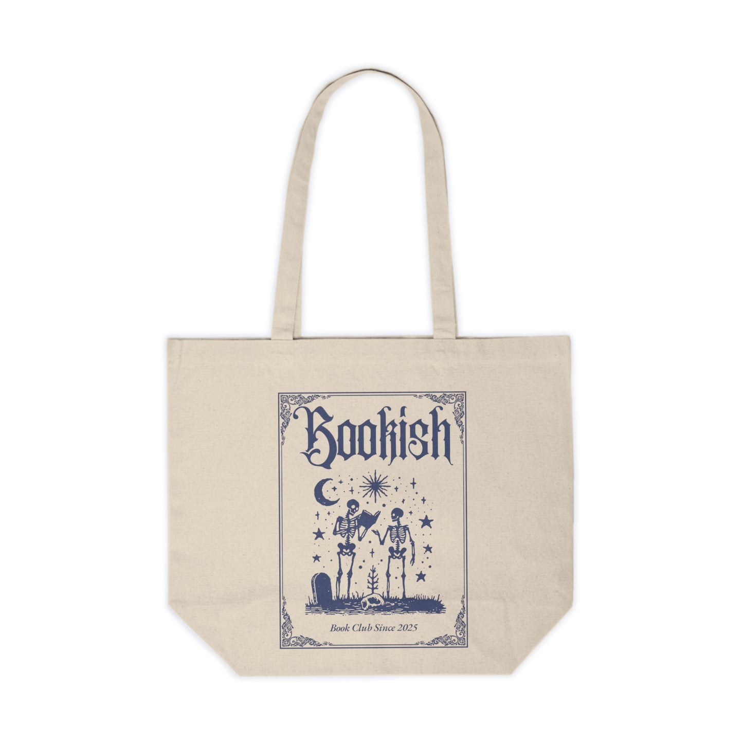 Bookish Canvas Tote — Vintage Moonlit Book Club Shopper