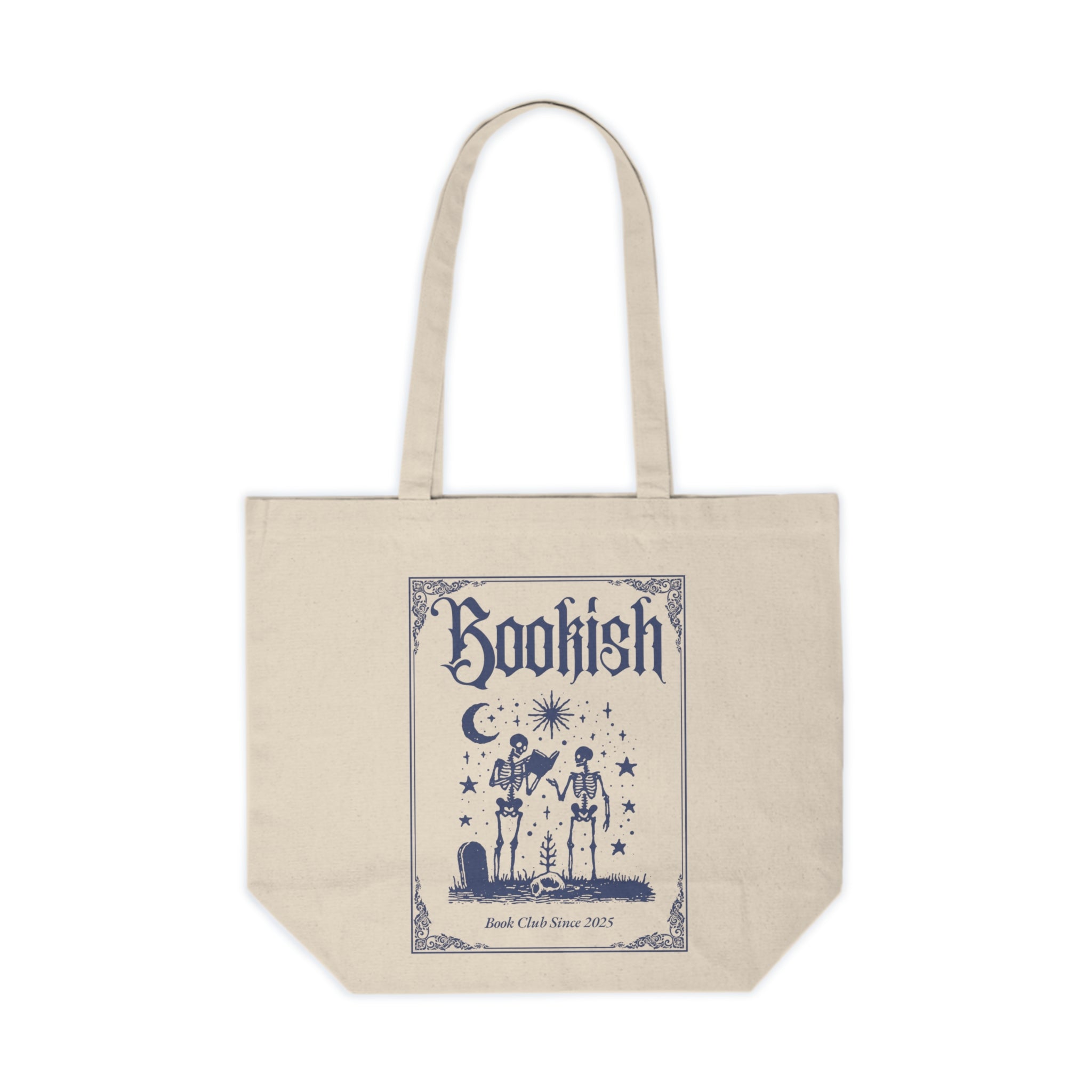 Bookish Canvas Tote — Vintage Moonlit Book Club Shopper