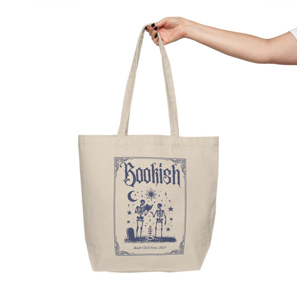 Bookish Canvas Tote — Vintage Moonlit Book Club Shopper