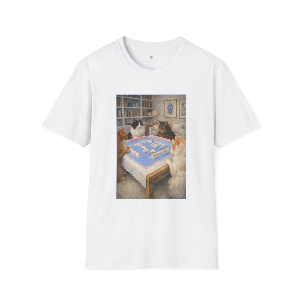 Mahjong Cats T-Shirt — Four Cats Playing Mahjong Art Tee