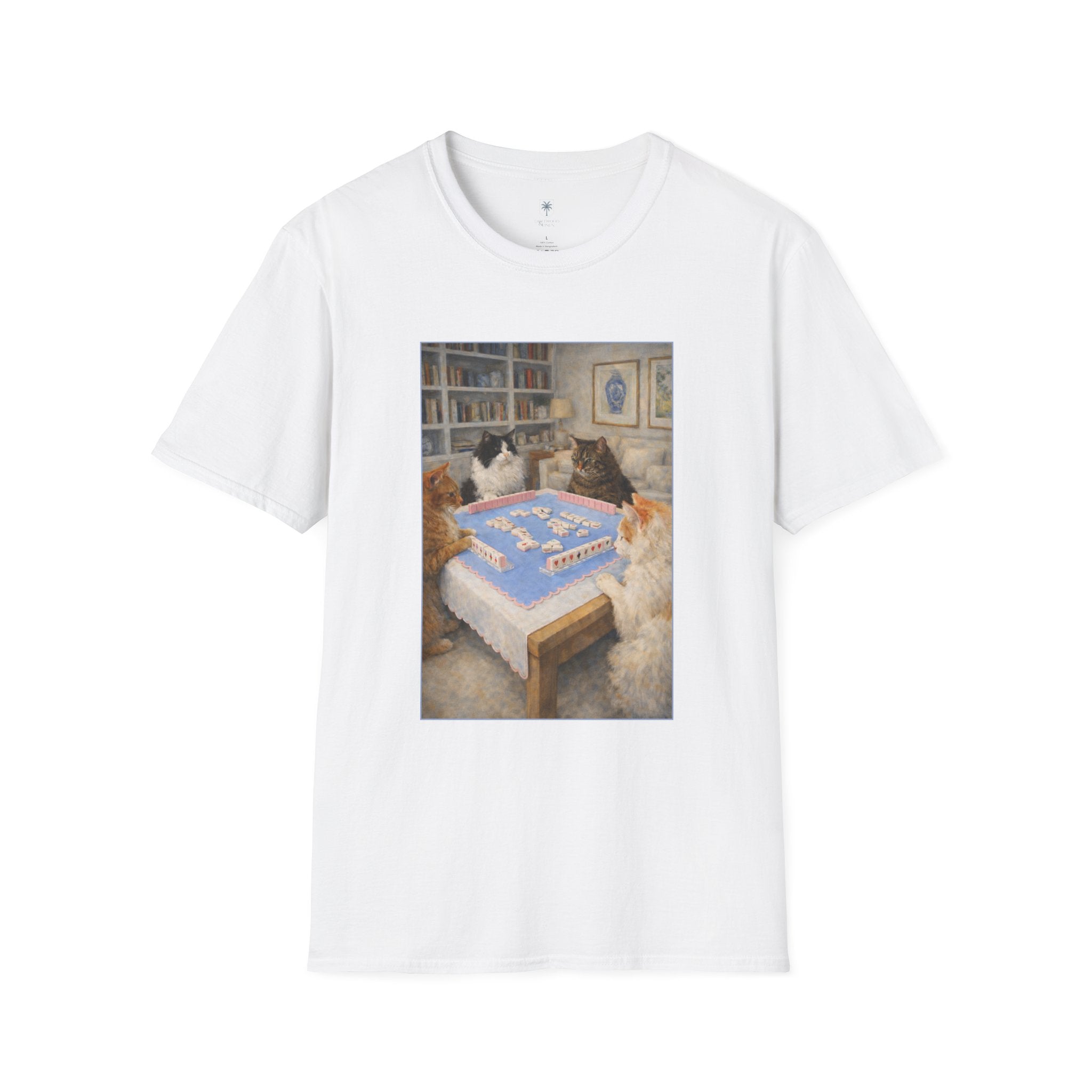 Mahjong Cats T-Shirt — Four Cats Playing Mahjong Art Tee