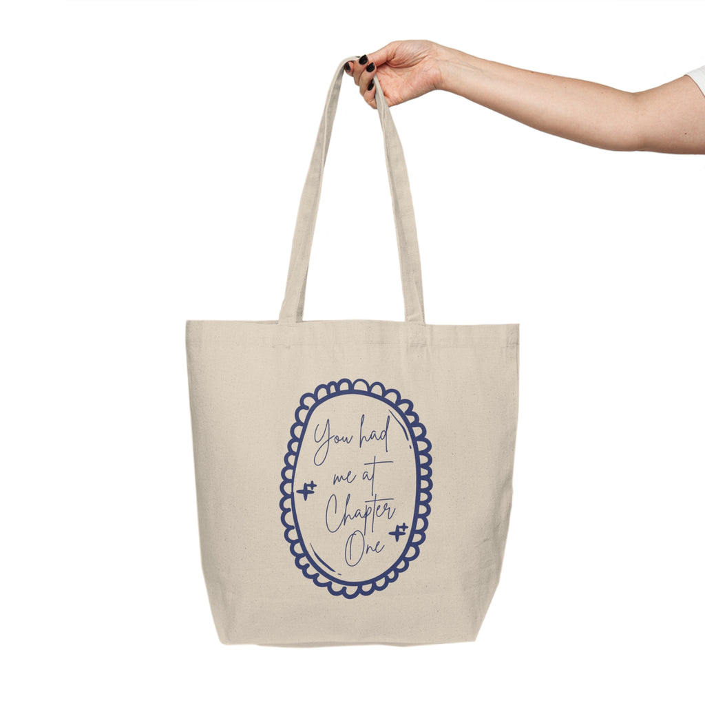 Bookish Canvas Tote — “You Had Me at Chapter One” Literary Shopper