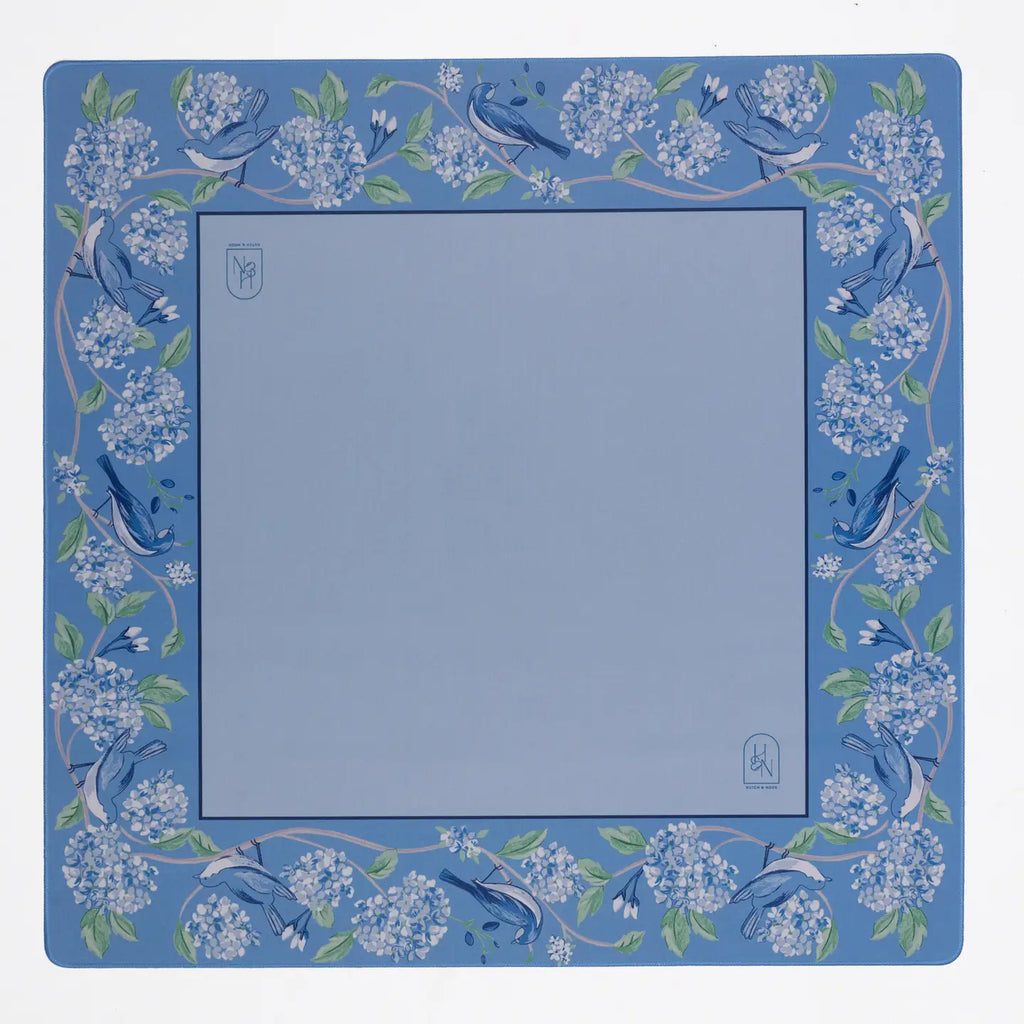 Hutch & Nook Mahjong Mat Blue Hydrangea Bird
