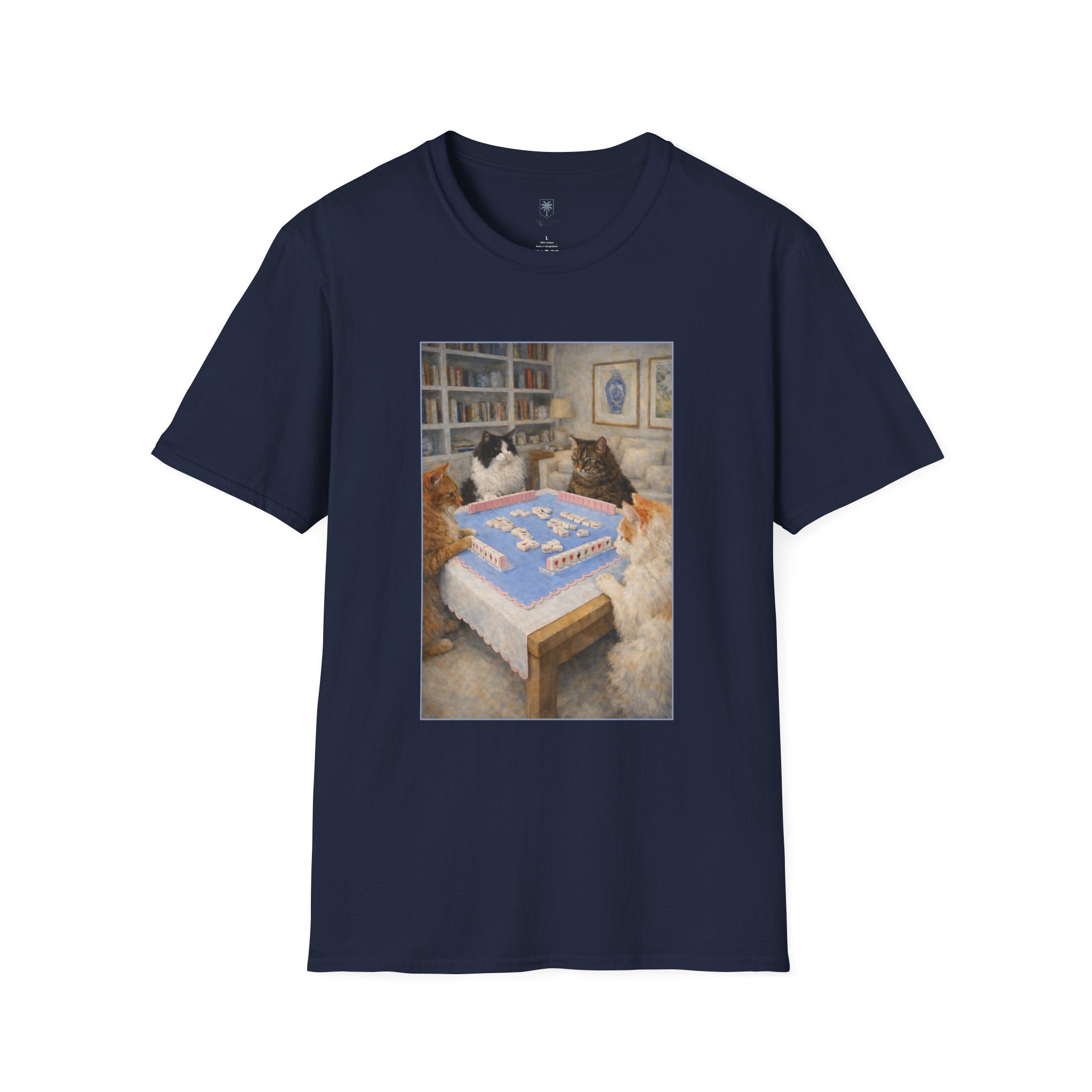 Mahjong Cats T-Shirt — Four Cats Playing Mahjong Art Tee