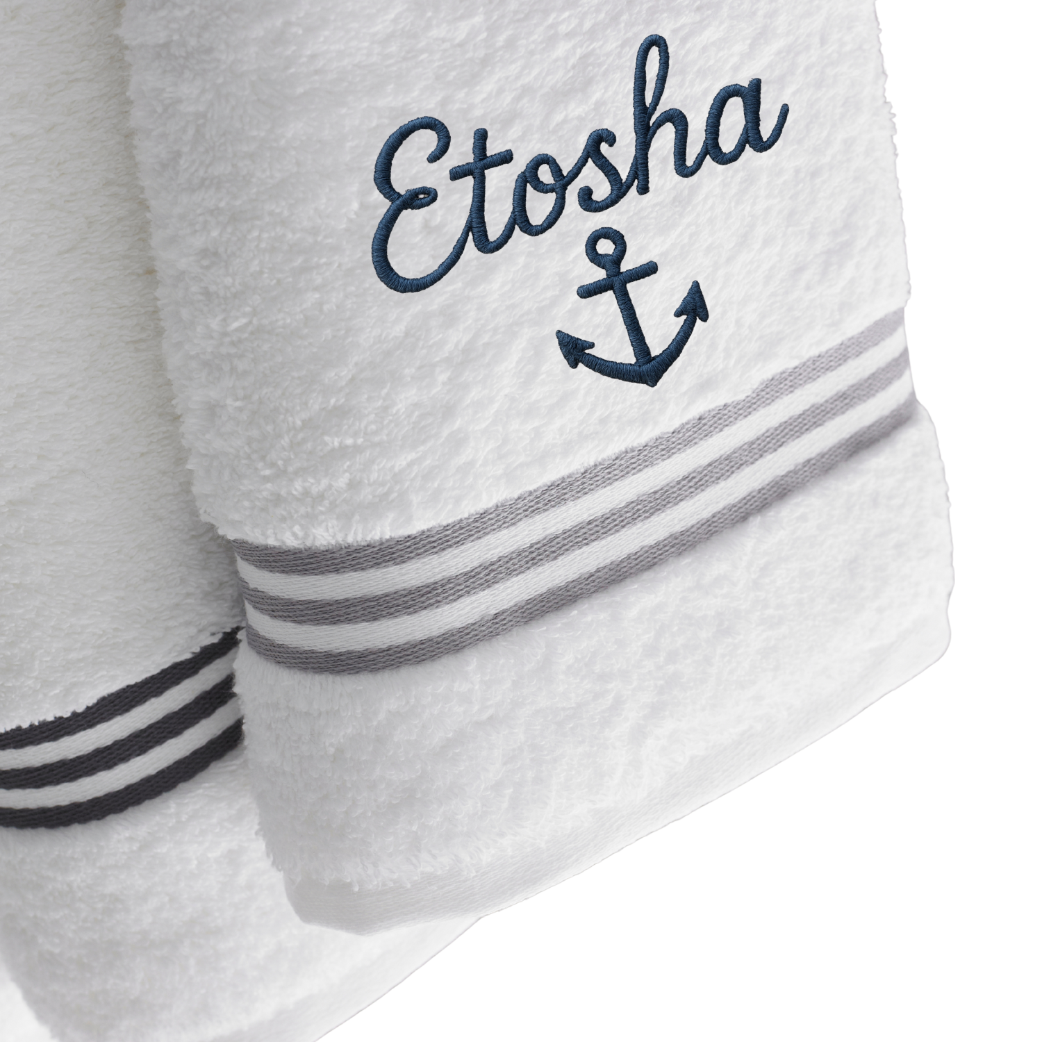 Monogram or Custom Name and Icon Bath Towels (Set of 2)