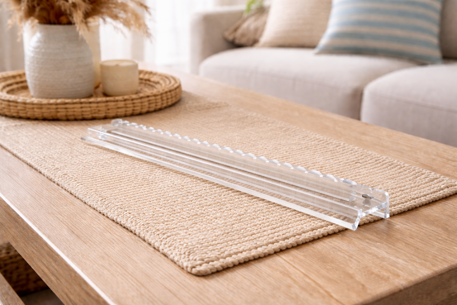 Clear Scalloped Lucite Mahjong Racks and Magnetic Pushers - 20”