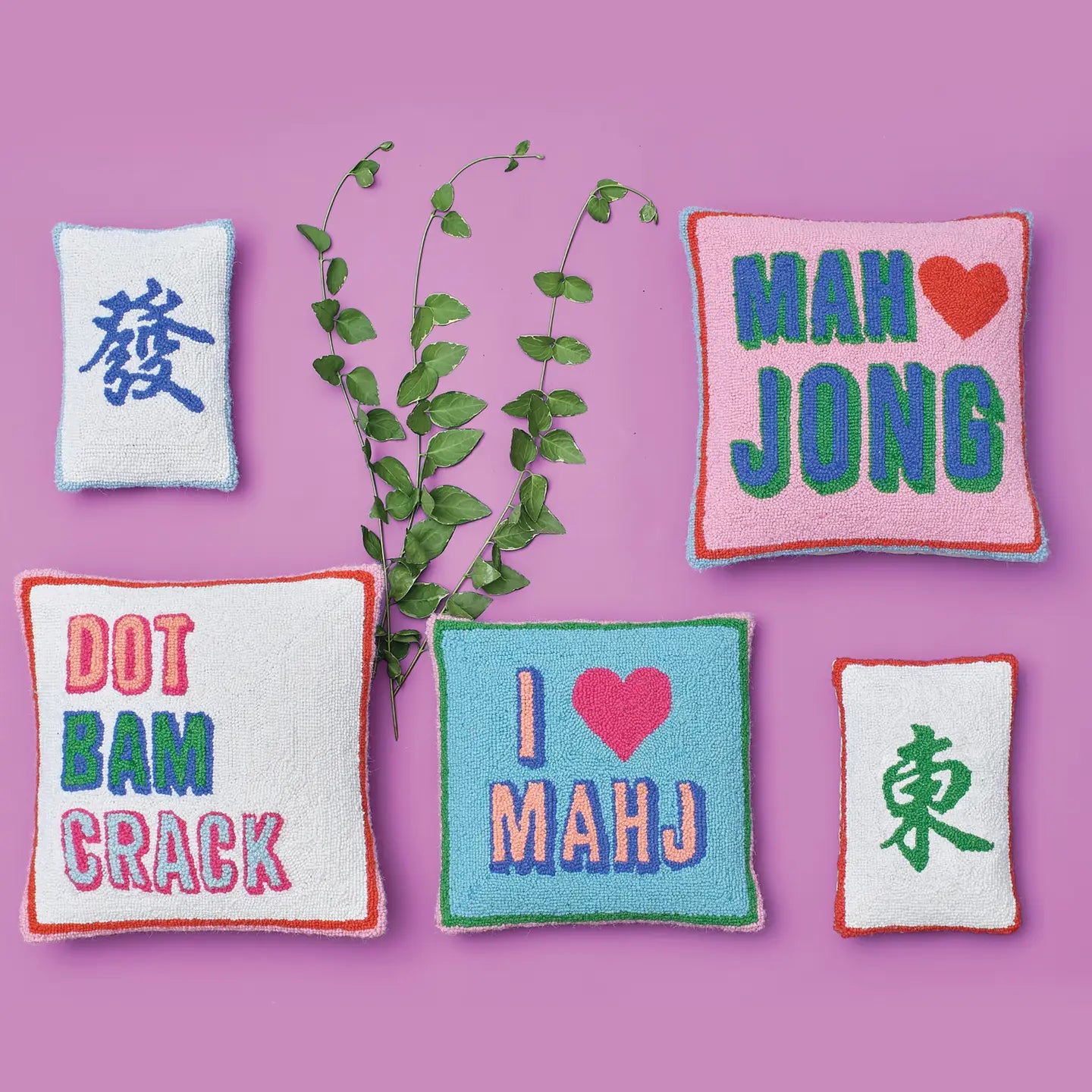 [PREORDER] Green Crack Wool Hooked Accent Pillow